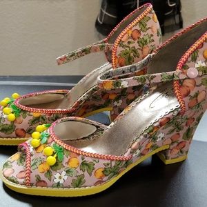 Poetic Licence Shirley Temple cherry print sandals